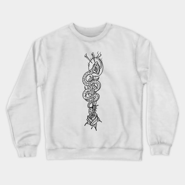 Traditional Snake & Rose Tattoo Crewneck Sweatshirt by Scottconnick